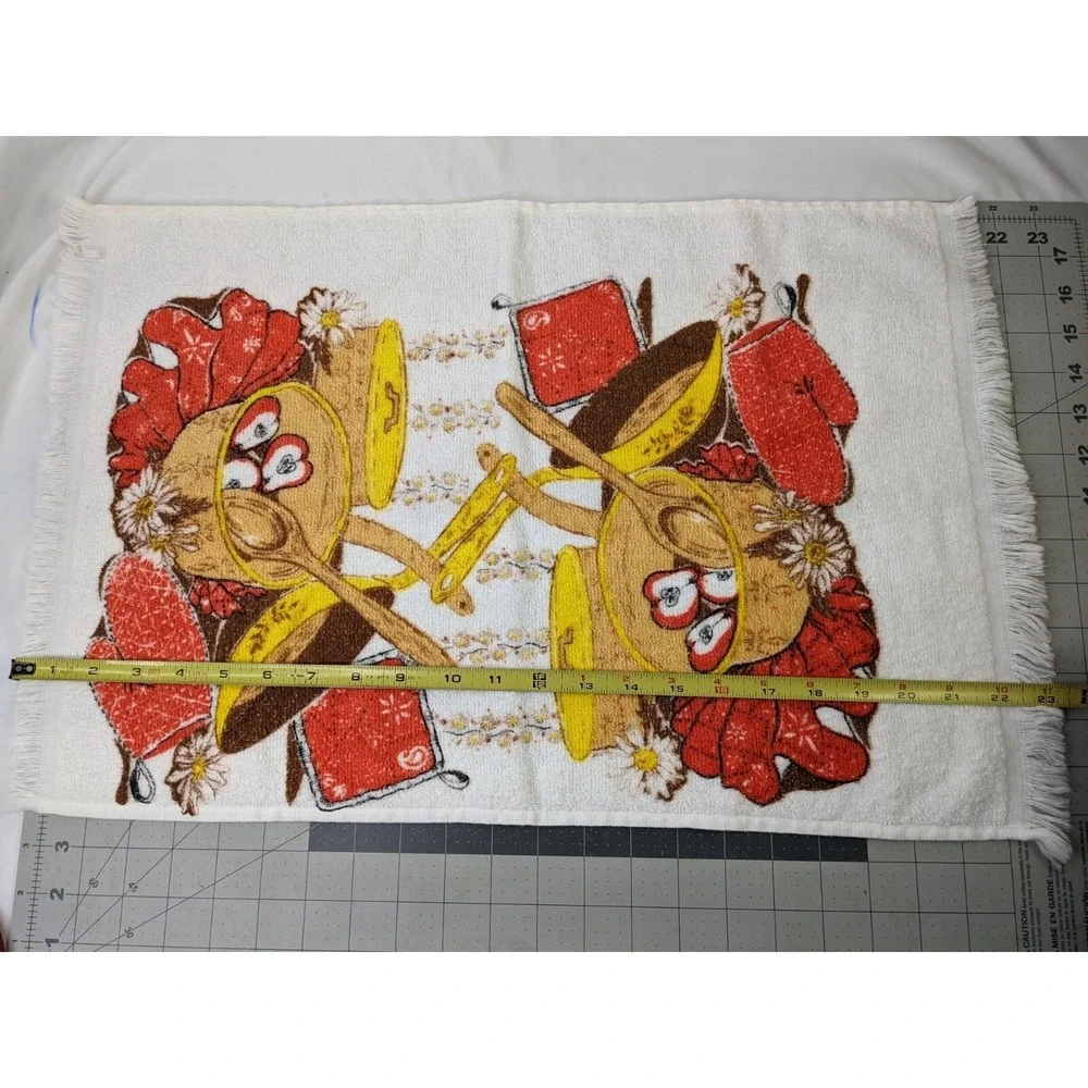 Kitchen Hand Towel Apple Pots Spoon 15x22 Inch‎ Vintage